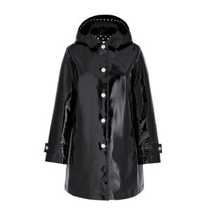 NWT JANE POST BLACK ICONIC PRINCESS RAIN SLICKER COAT RAINCOAT JACKET SZ M